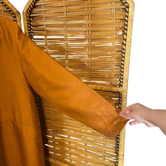 Terry Lewis 100% Silk Duster Coat Rust Copper Long Jacket 1X autumncore - Picture 5 of 7